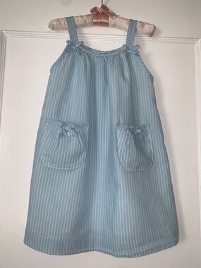 GAP Blue Stripe Sundress 3 Bows Girls Dress